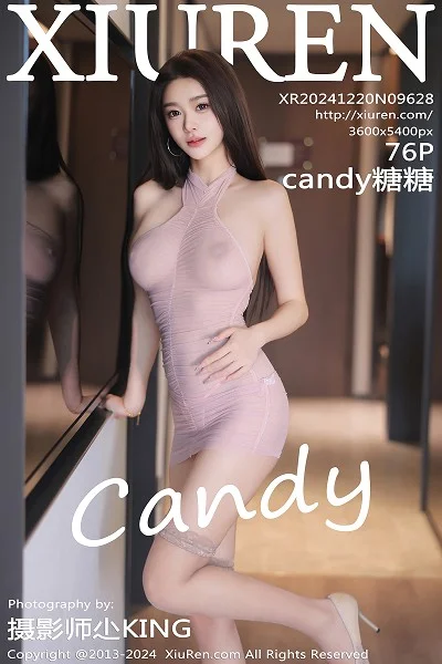 Candy糖糖性感粉色薄纱连衣裙配粉丝袜秀惹火身材绝美写真