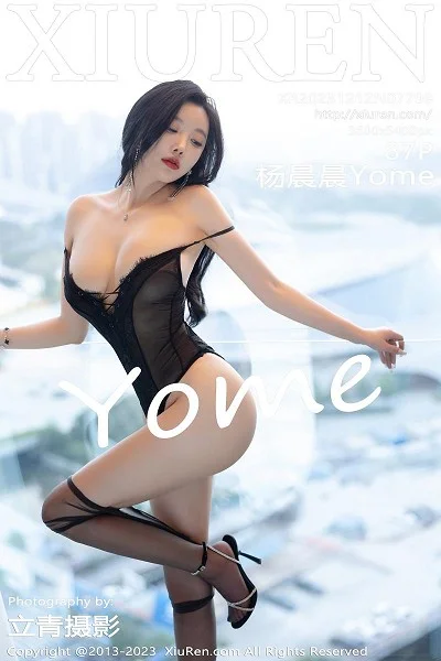 杨晨晨Yome性感黑色薄纱情趣内衣秀丰腴身材惹火绝美写真
