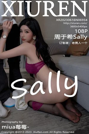 周于希Sally脱白色睡袍露红色蕾丝内衣配超薄黑丝魅惑写真