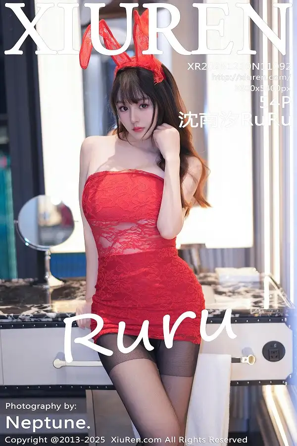 沈南汐RuRu性感红色连衣短裙配超薄黑丝秀凹凸身材绝美写真