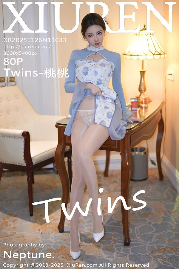 Twins-桃桃性感蓝色连衣裙露白色内衣秀曼妙身姿绝美写真