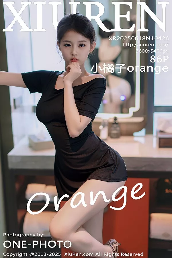 小橘子orange性感黑色连衣短裙露丁字裤秀曼妙身姿绝美写真