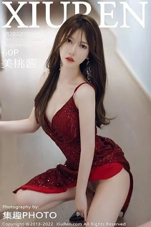 美桃酱私房性感红色低胸长裙配超薄肉丝秀完美身材绝美写真