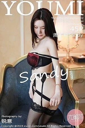 周于希Sandy私房黑色蕾丝内衣配丁字裤惹火绝美写真
