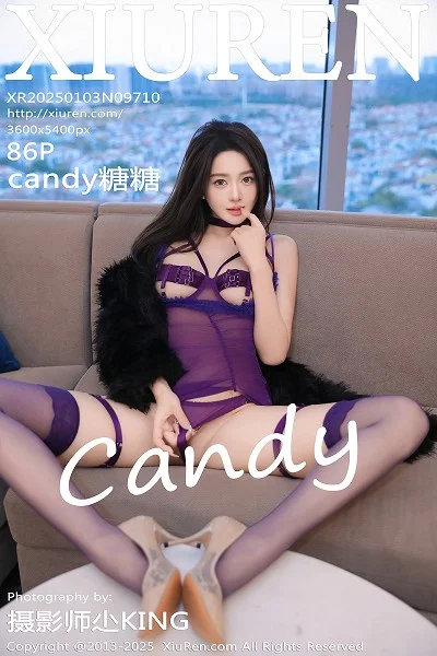 Candy糖糖性感紫色情趣内衣配紫色丝袜秀完美身材绝美写真