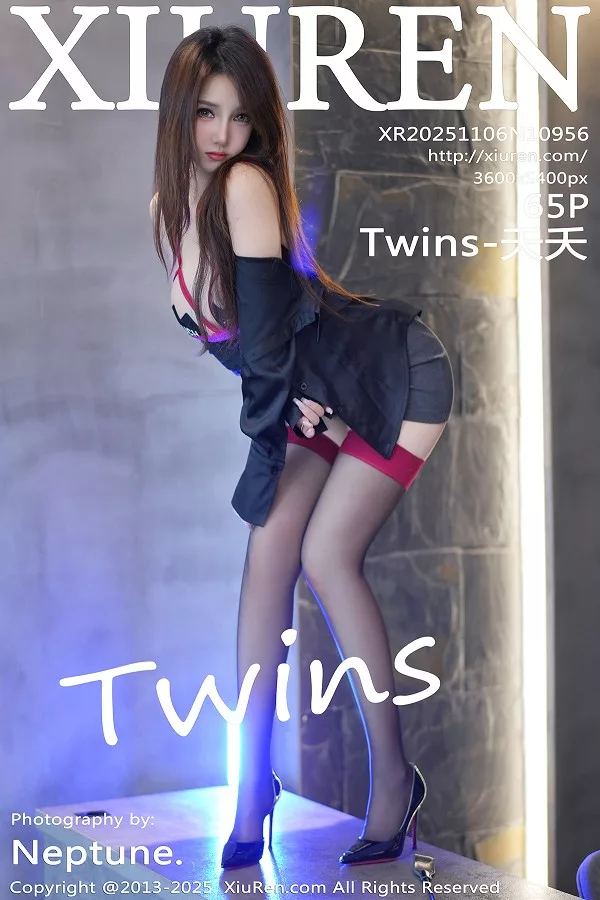 Twins-夭夭性感红色情趣内衣配黑丝吊袜秀曼妙身姿绝美写真