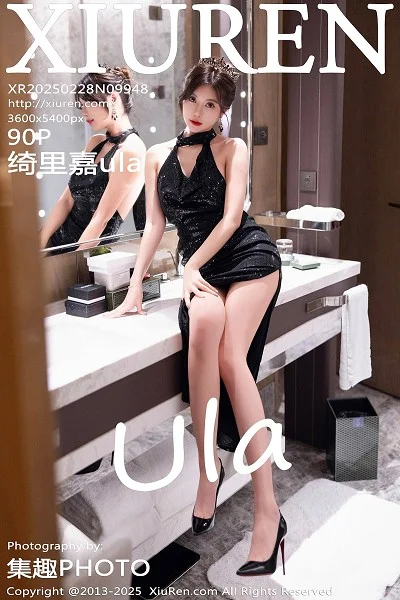 绮里嘉ula性感黑色情趣内衣配黑丝吊袜秀曼妙身姿绝美写真