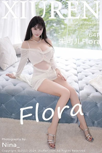 朱可儿Flora性感白色情趣服饰配蓝尾巴秀丰满身材绝美写真