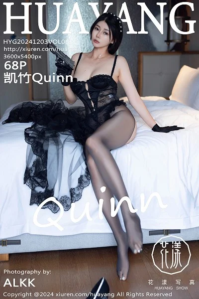 凯竹Quinn性感黑色情趣服饰配开档黑丝秀丰满身材绝美写真