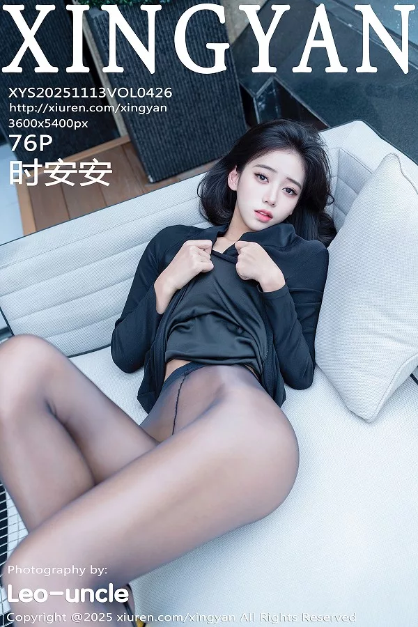 时安安性感黑色连衣裙配超薄无内黑丝秀柔美身姿绝美写真