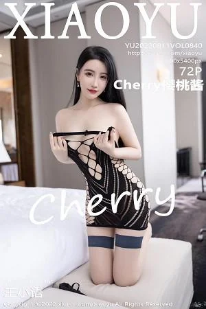 Cherry樱桃酱白色轻透连衣短裙+黑色镂空情趣内衣绝美写真