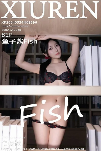 鱼子酱Fish图书馆场景花色吊带连衣短裙秀曼妙身姿绝美写真