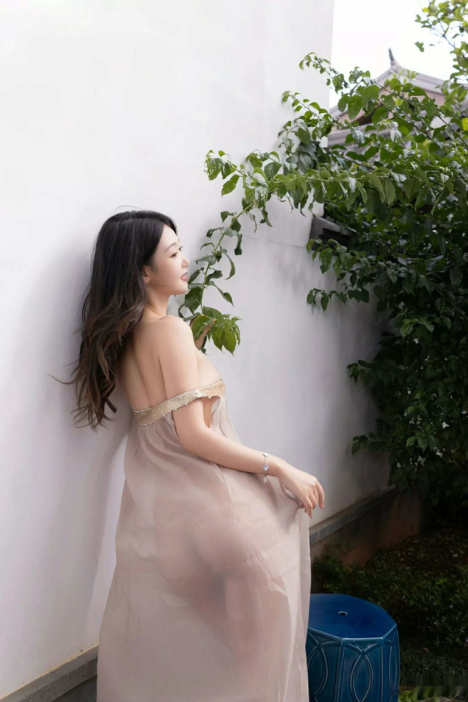 唐安琪性感浅色薄纱服饰配超薄肉丝秀曼妙身姿完美绝美写真 第 23 张