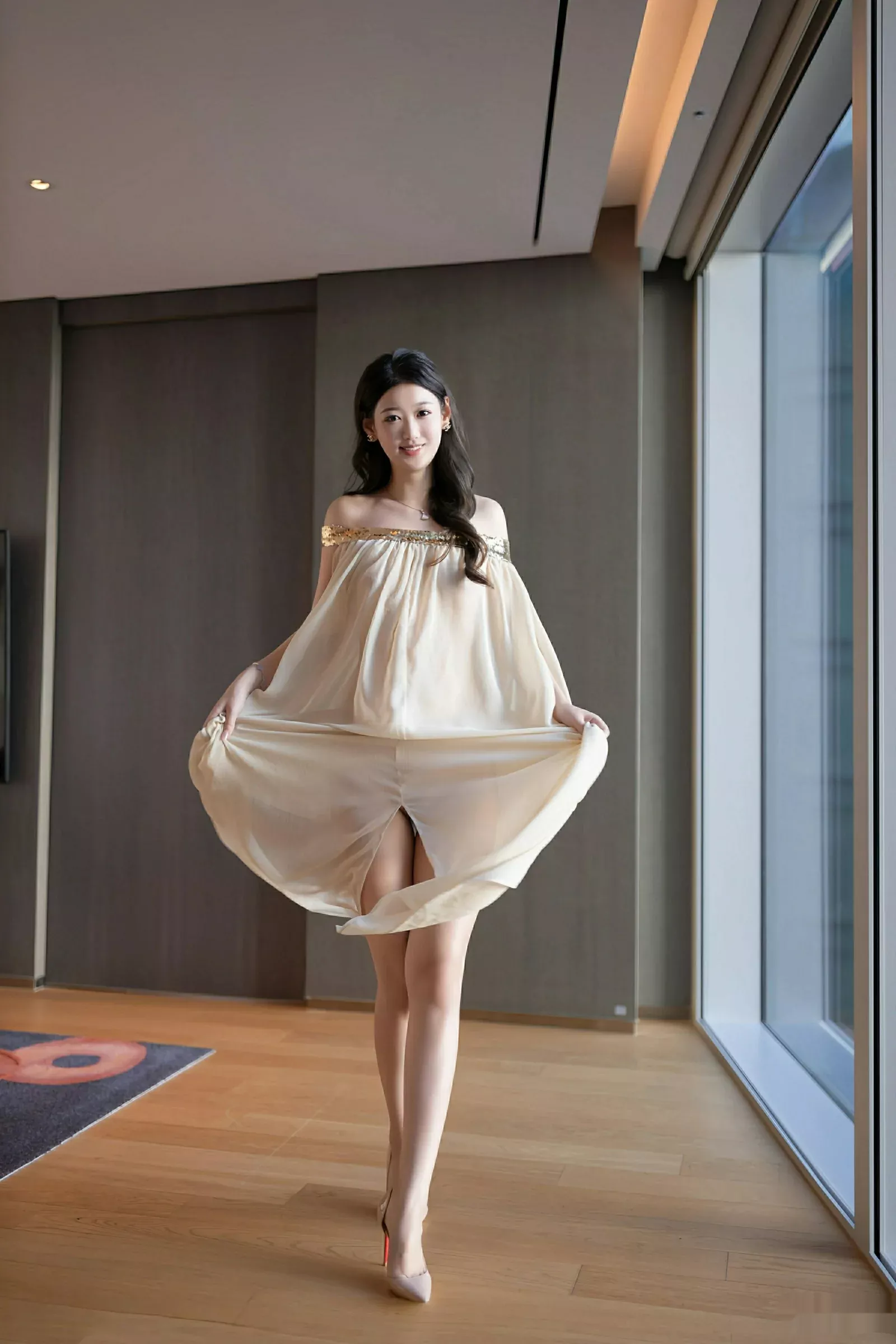 唐安琪性感浅色薄纱服饰配超薄肉丝秀曼妙身姿完美绝美写真 第 34 张