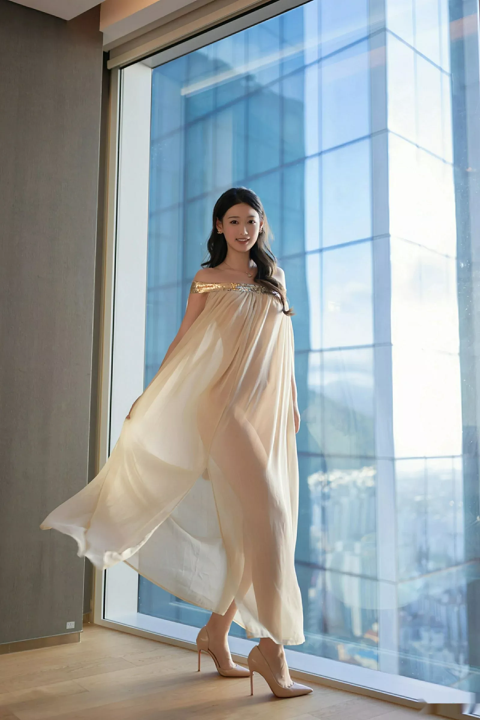 唐安琪性感浅色薄纱服饰配超薄肉丝秀曼妙身姿完美绝美写真 第 35 张