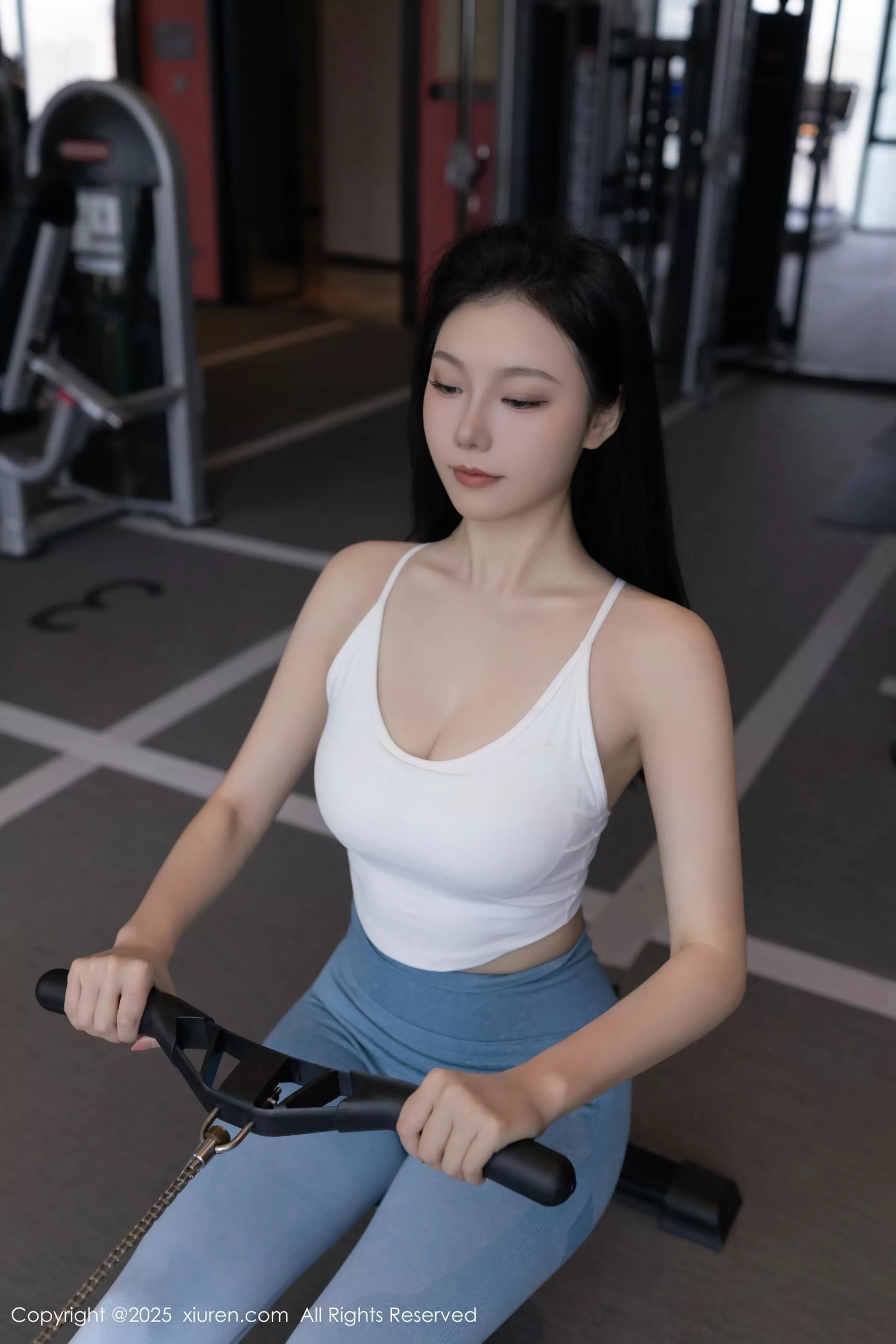 安然anran健身房性感蓝白色运动服秀曼妙身姿完美绝美写真 第 6 张