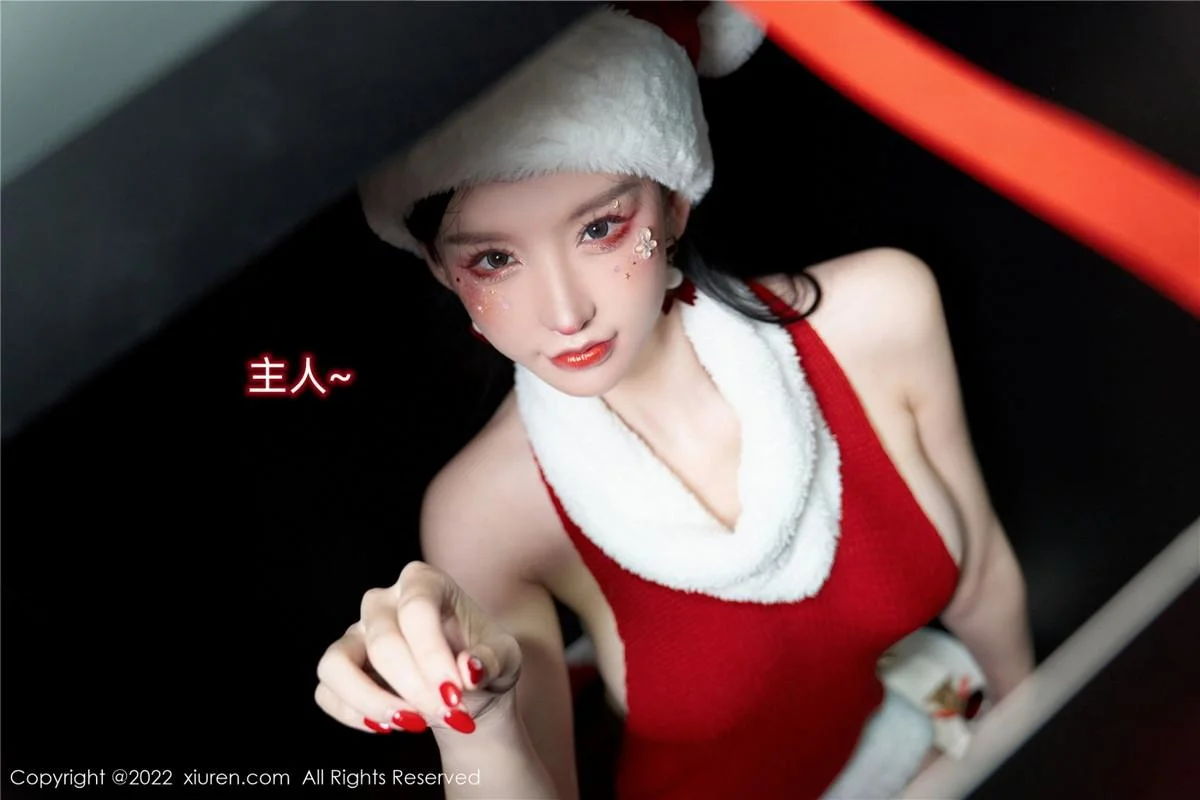 周于希Sally圣诞礼物主题无内真空毛衣秀豪乳遮点绝美写真 第 10 张