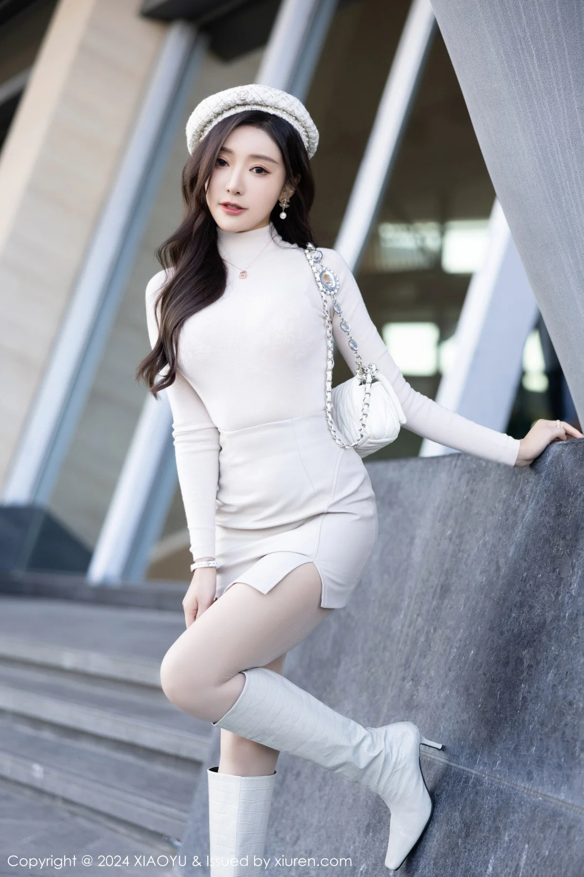 王馨瑶yanni性感白色连衣裙露粉色内衣配超薄肉丝绝美写真 第 16 张