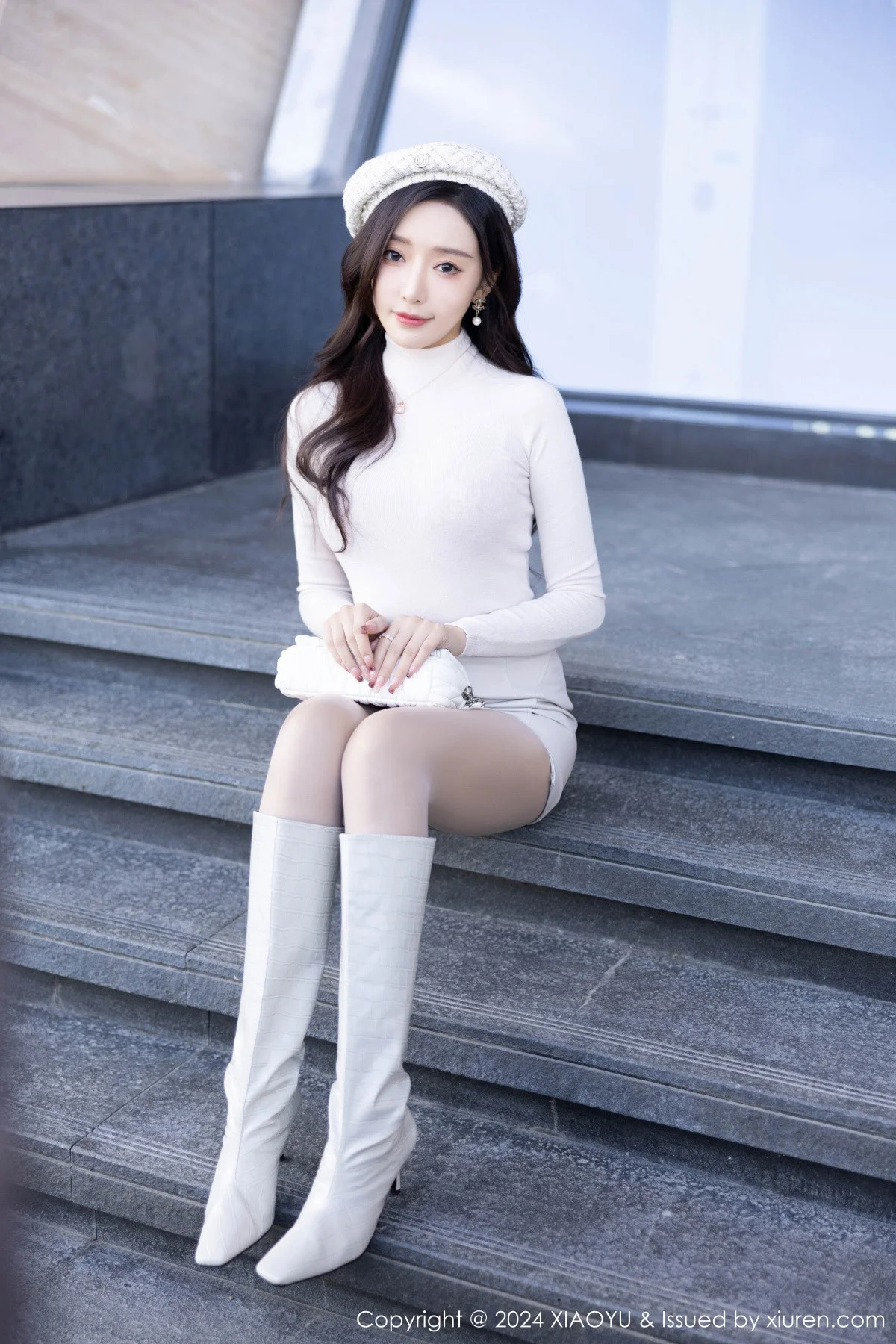 王馨瑶yanni性感白色连衣裙露粉色内衣配超薄肉丝绝美写真 第 23 张