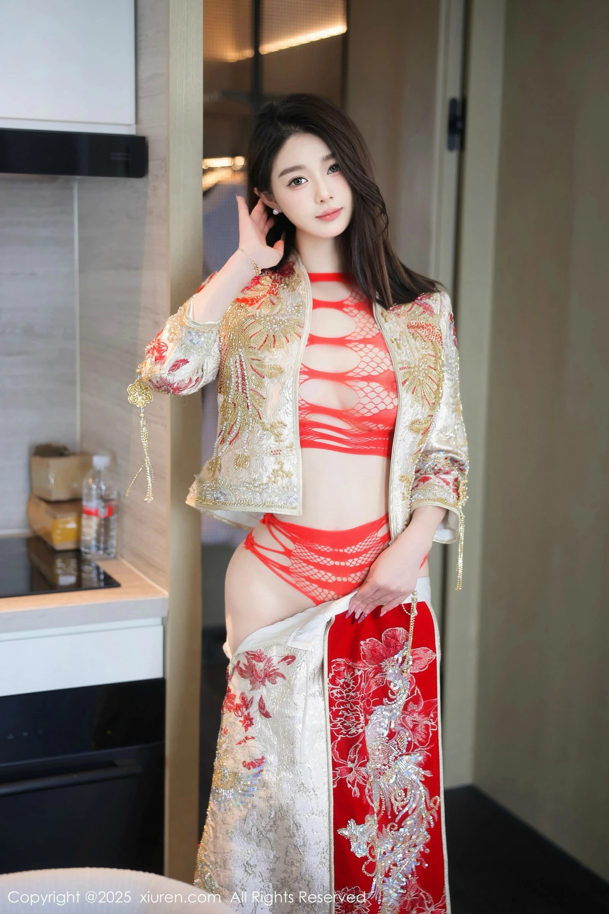 Candy糖糖性感喜庆服饰露红色情趣服饰秀丰腴身材绝美写真 第 51 张
