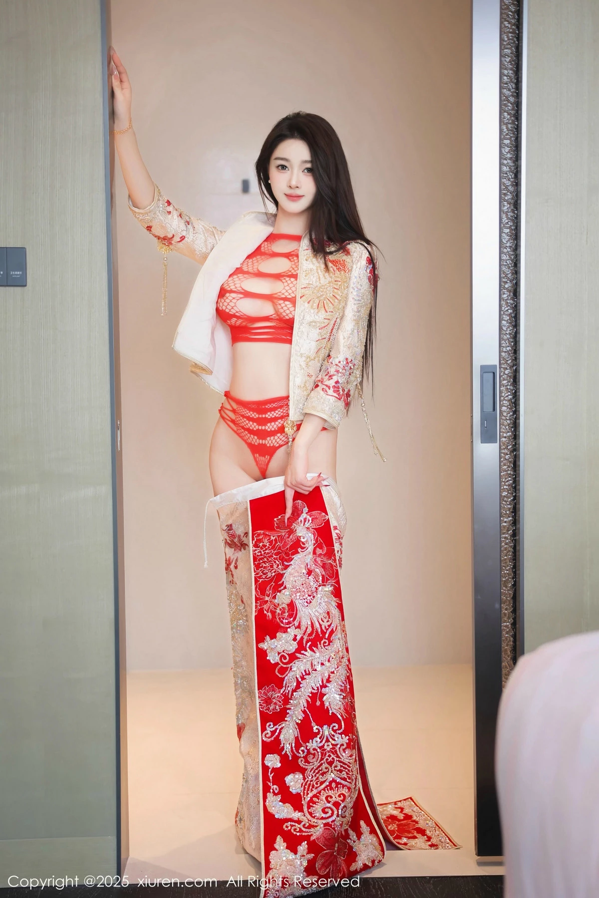 Candy糖糖性感喜庆服饰露红色情趣服饰秀丰腴身材绝美写真 第 64 张