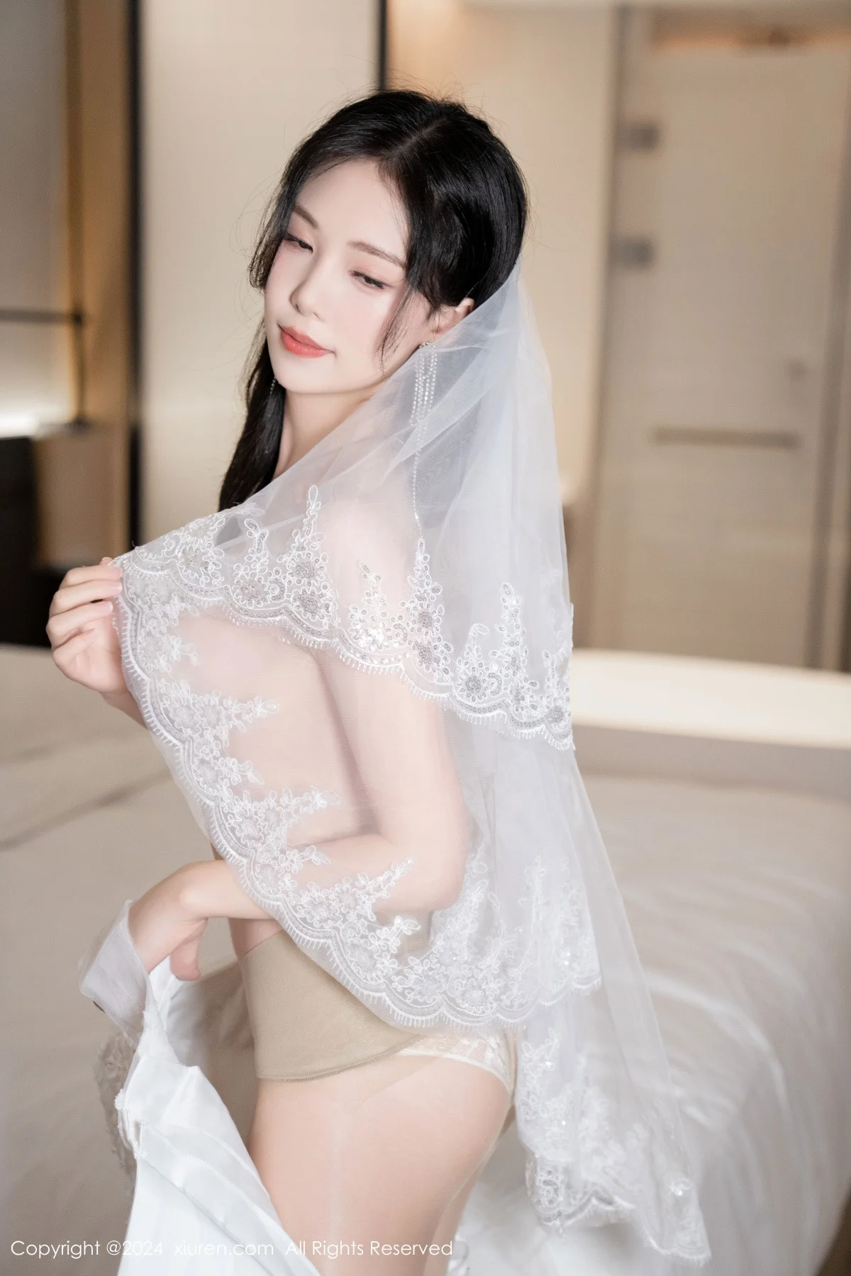 利世浴室场景性感白色婚纱配超薄肉丝秀完美身材绝美写真 第 107 张