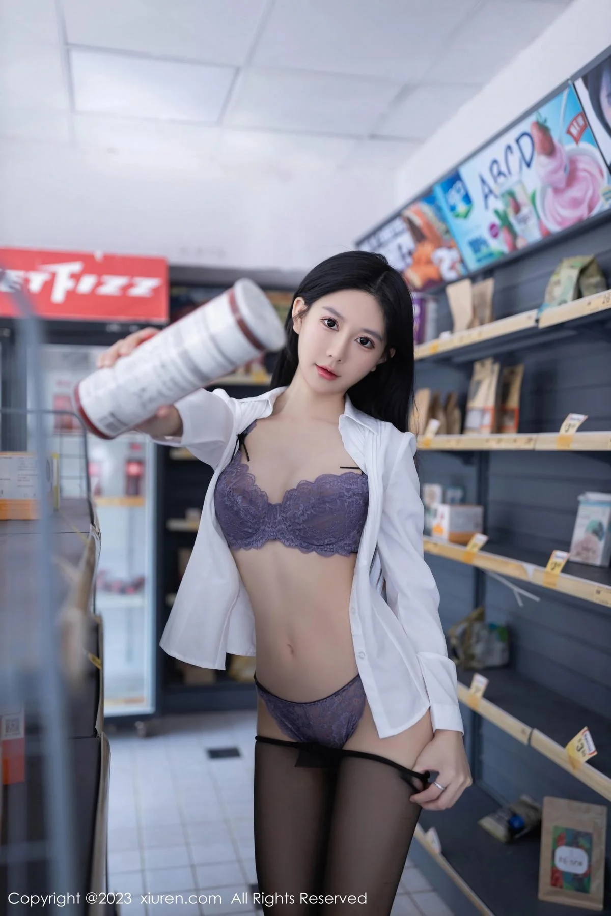 幼幼性感灰色短裙制服露紫色蕾丝内衣秀完美身姿绝美写真 第 57 张