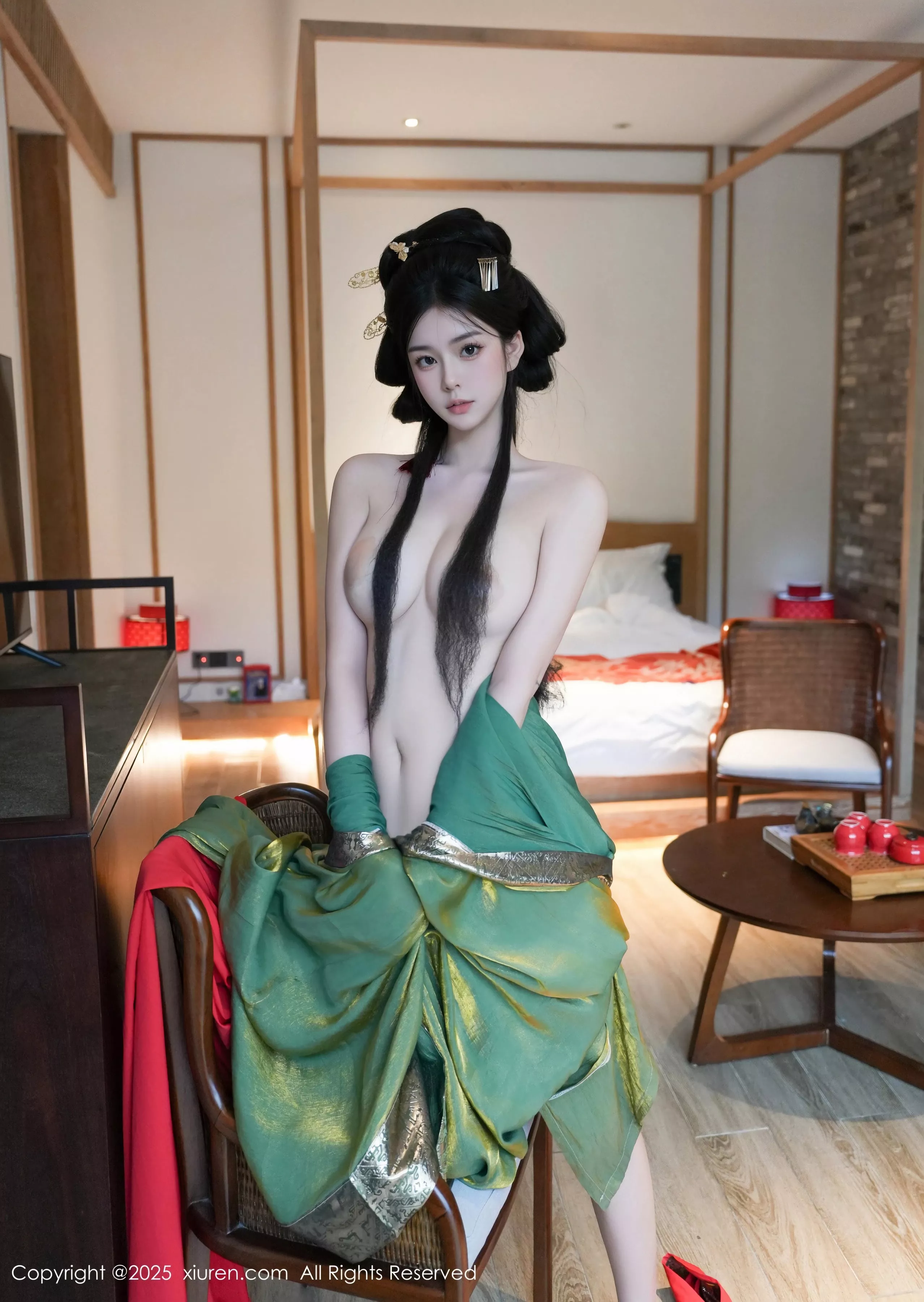 雪糕CiCi性感绿色古风服饰露红色情趣服饰秀美腿绝美写真 第 124 张