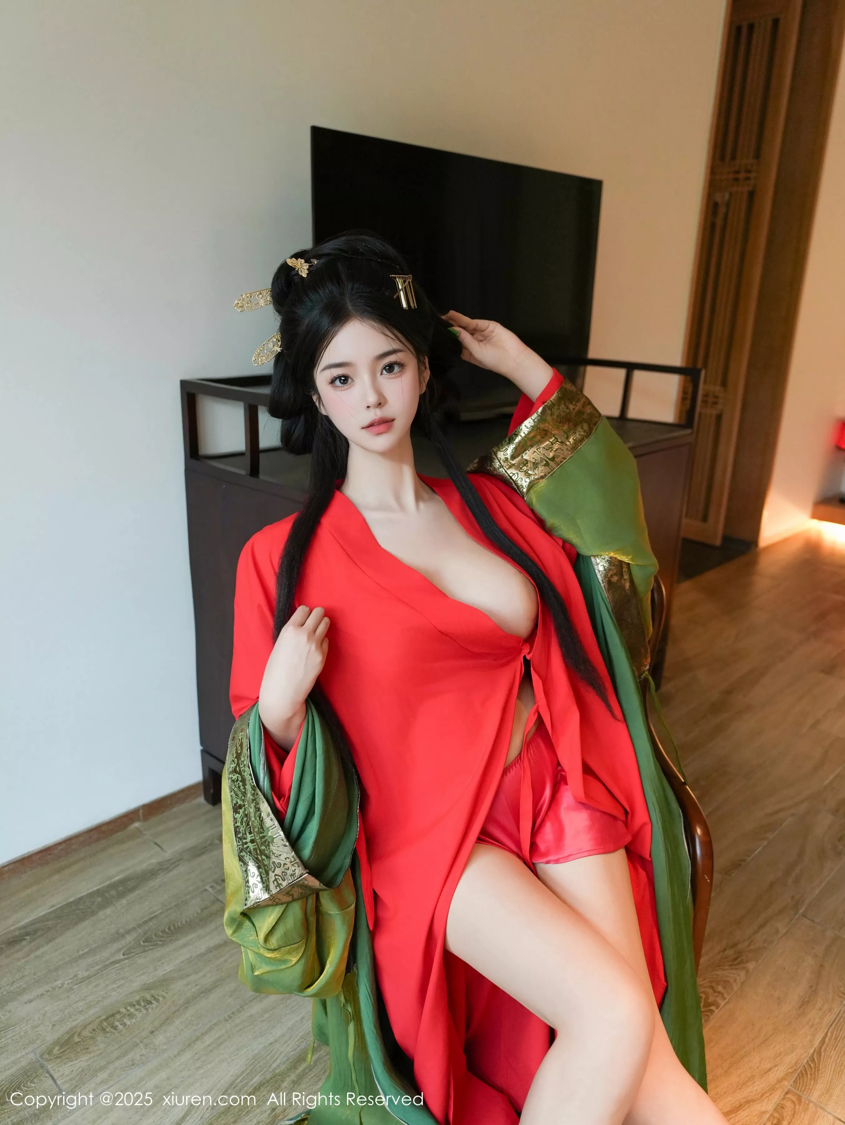 雪糕CiCi性感绿色古风服饰露红色情趣服饰秀美腿绝美写真 第 62 张