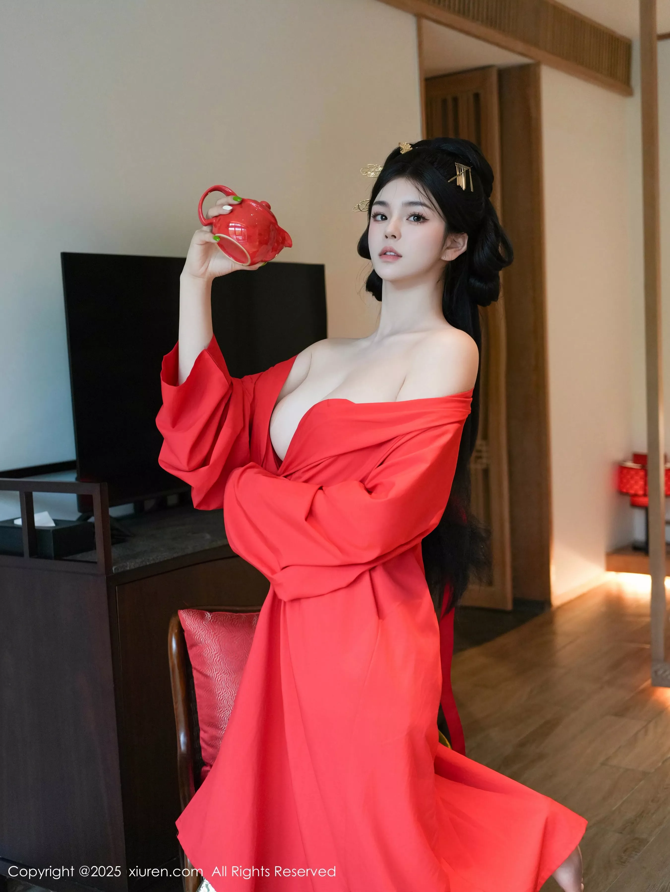 雪糕CiCi性感绿色古风服饰露红色情趣服饰秀美腿绝美写真 第 87 张