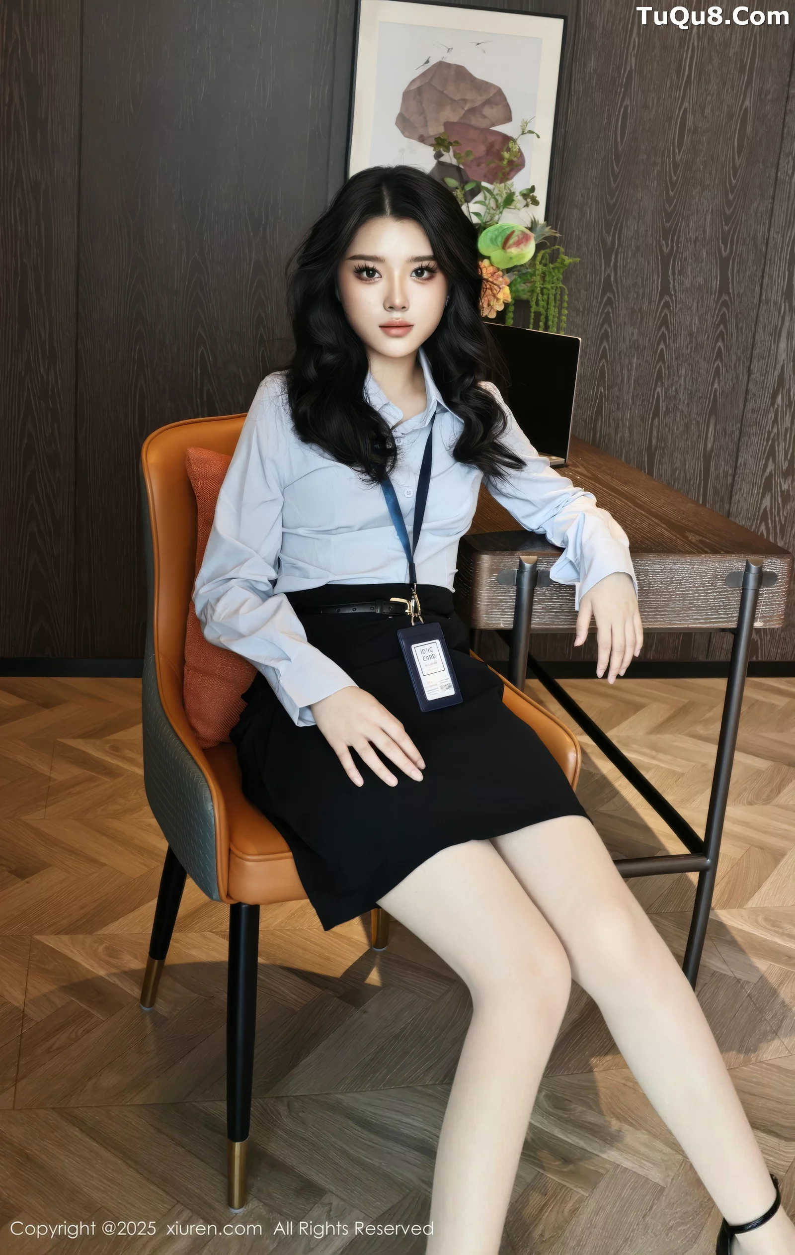 糯梨子性感蓝色衬衫配黑短裙露超薄肉丝秀曼妙身姿绝美写真 第 27 张