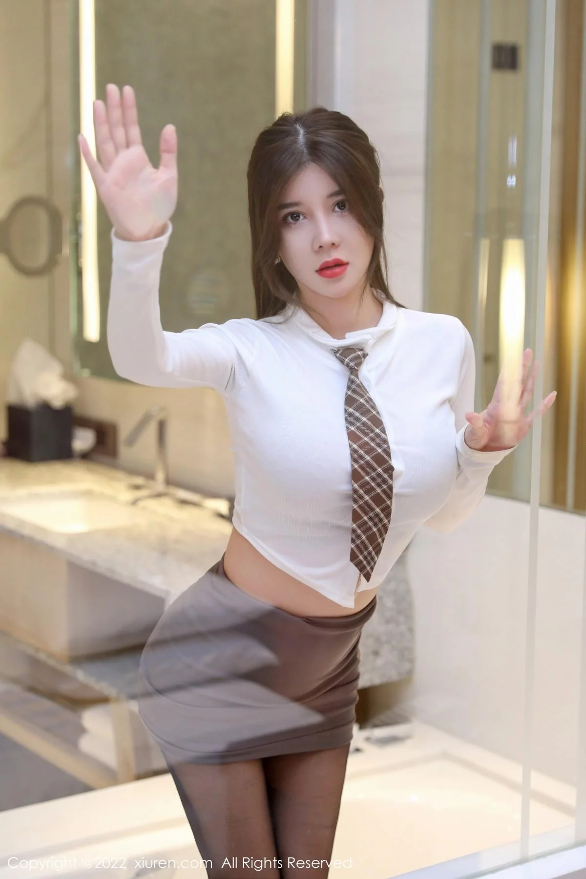 周jojobaby半脱性感白T露黑色蕾丝内衣秀傲人豪乳绝美写真 第 15 张