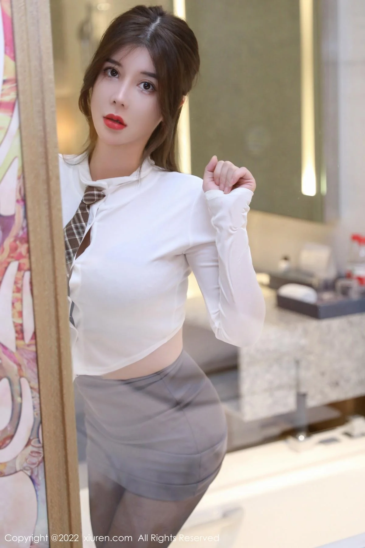 周jojobaby半脱性感白T露黑色蕾丝内衣秀傲人豪乳绝美写真 第 17 张
