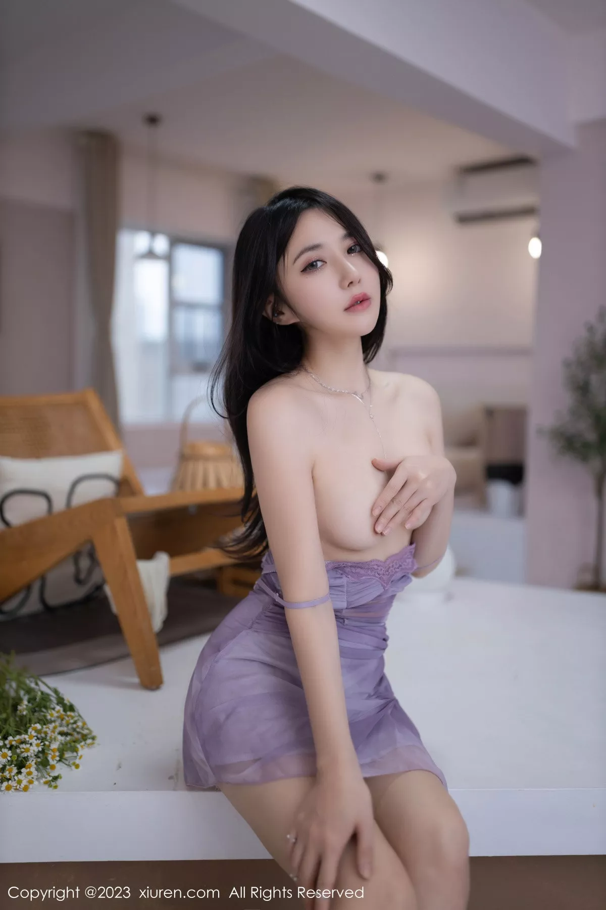 鱼子酱Fish性感紫色吊带连衣短裙半脱秀曼妙身姿绝美写真 第 58 张