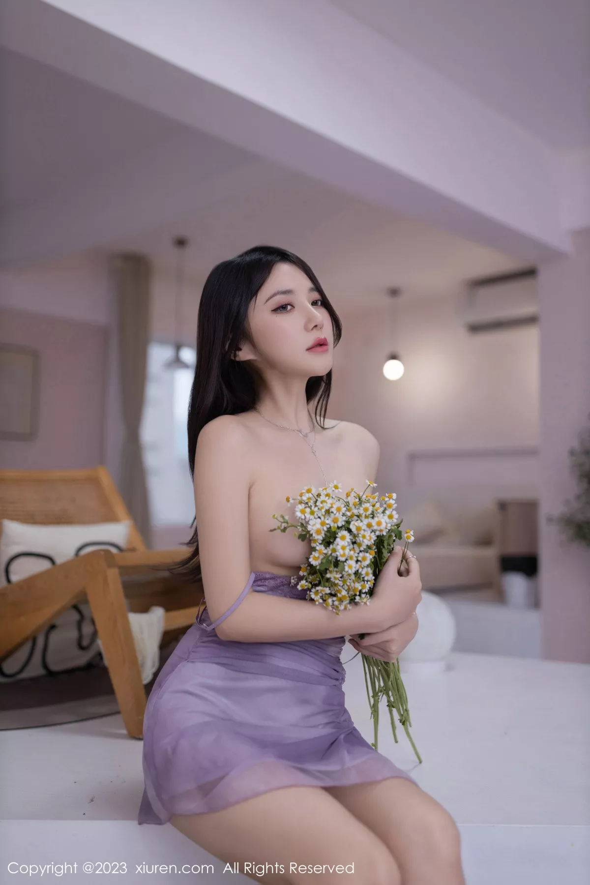 鱼子酱Fish性感紫色吊带连衣短裙半脱秀曼妙身姿绝美写真 第 60 张