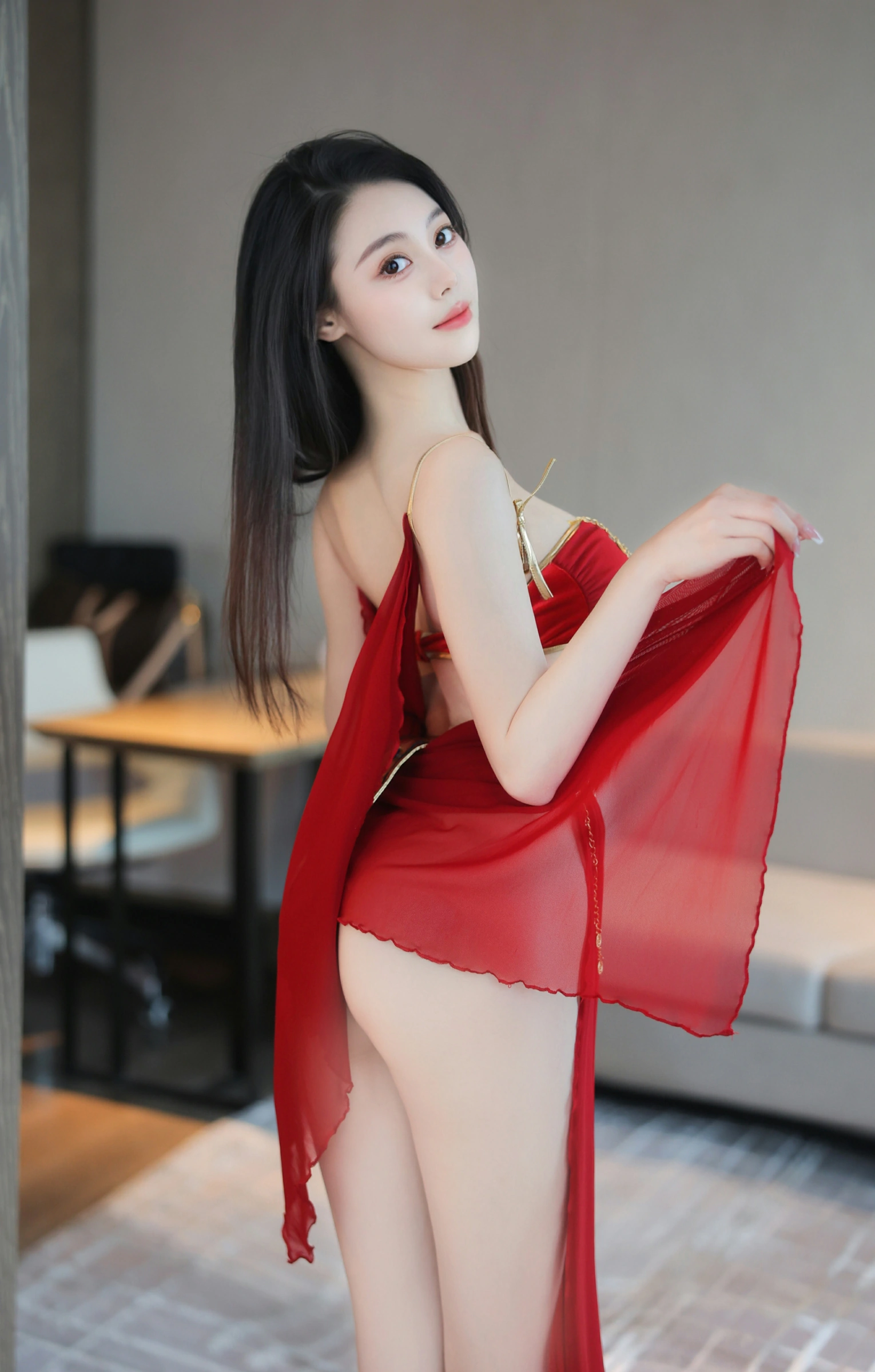 [秀人付费] 清妙 诱人私拍福利 红色舞裙 第 22 张