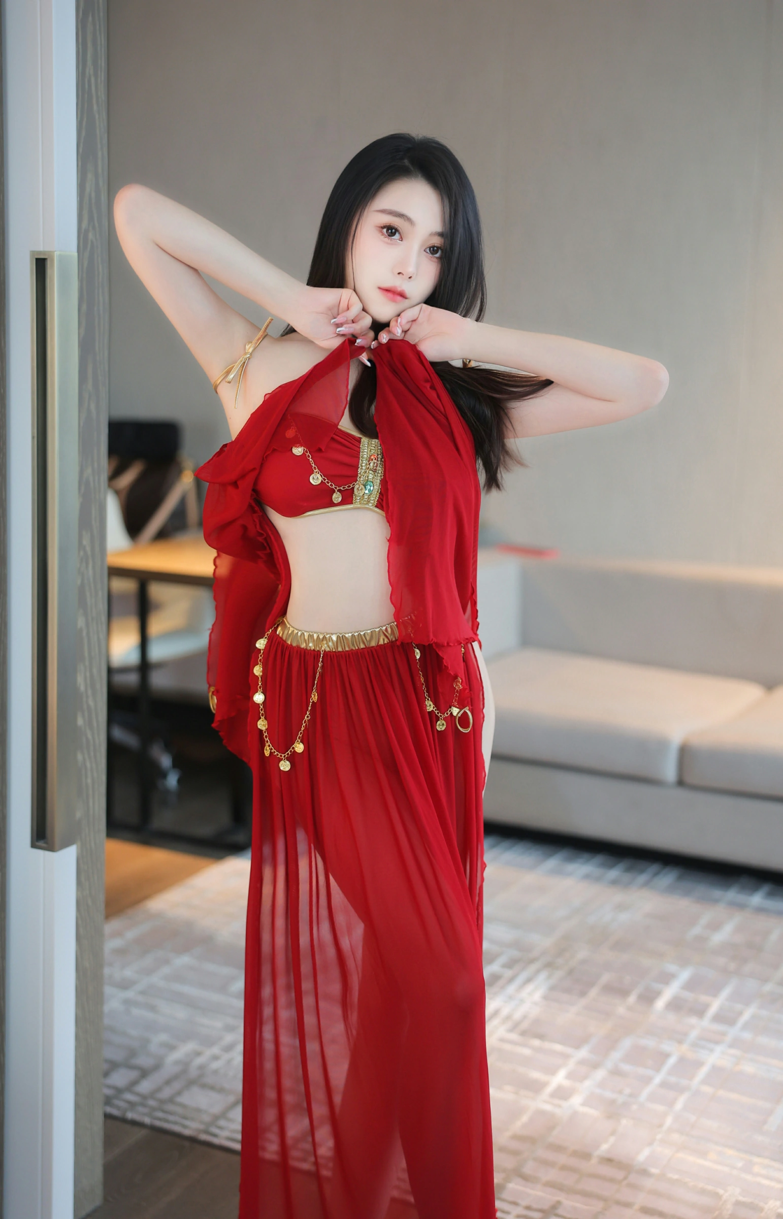 [秀人付费] 清妙 诱人私拍福利 红色舞裙 第 23 张