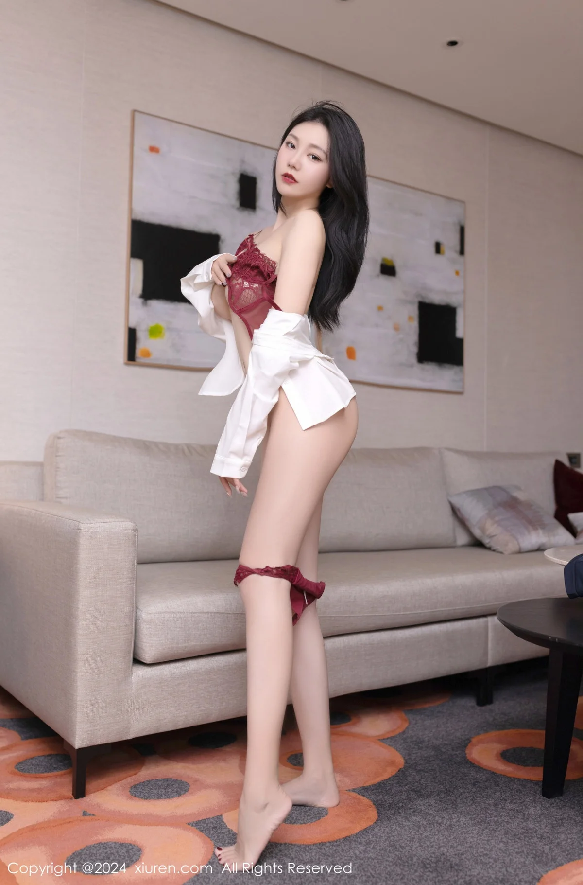 安然anran性感空姐制服露红色蕾丝内衣秀柔美身姿绝美写真 第 78 张