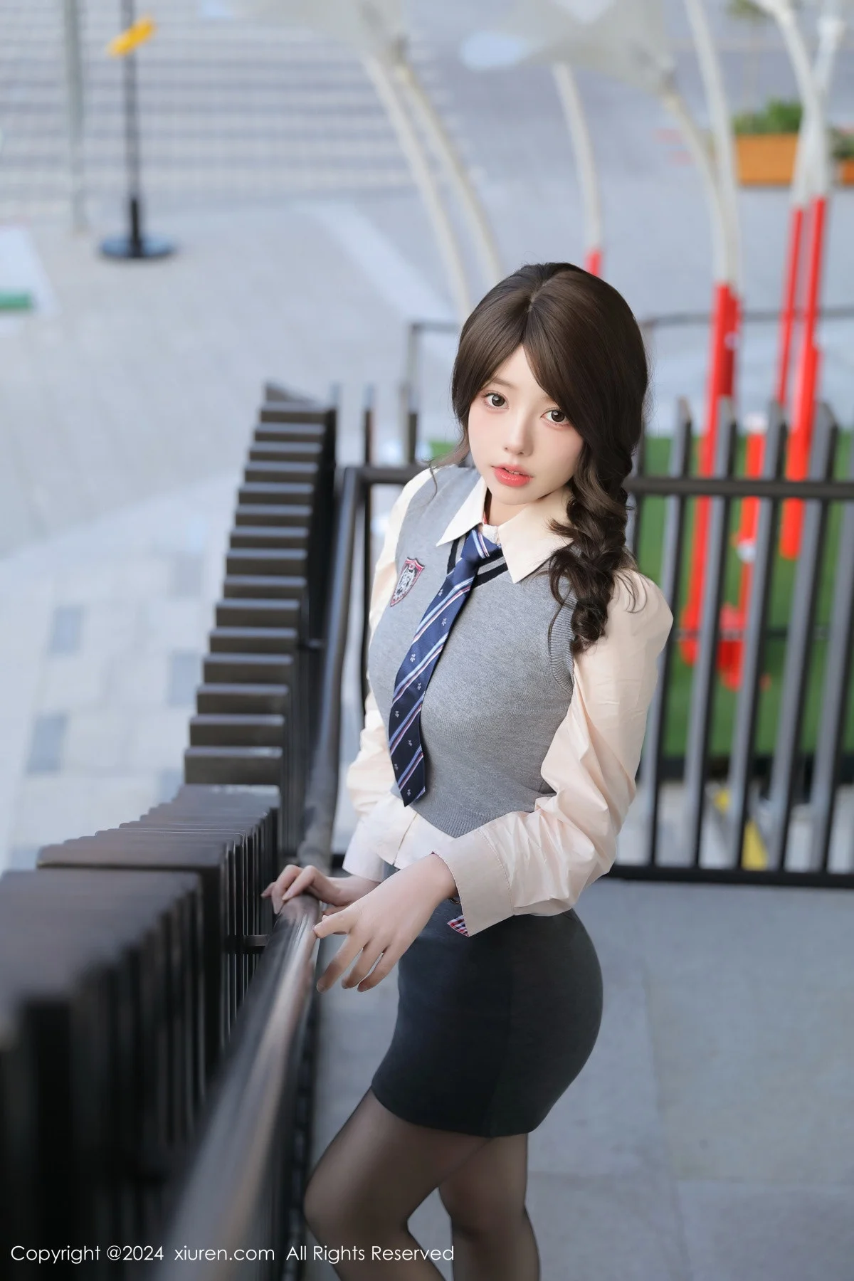 桃妖夭性感JK制服露白色内衣配超薄黑丝秀完美身材绝美写真 第 11 张