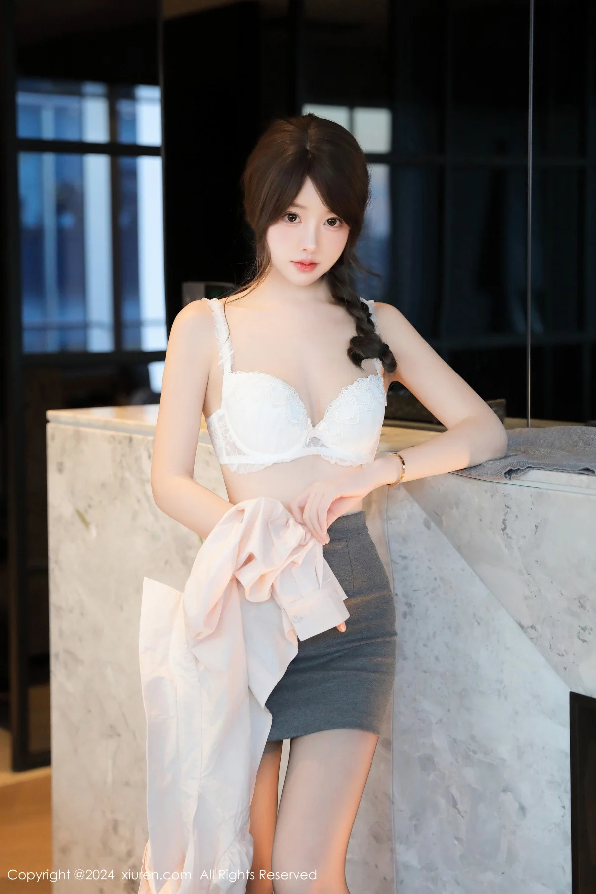 桃妖夭性感JK制服露白色内衣配超薄黑丝秀完美身材绝美写真 第 34 张