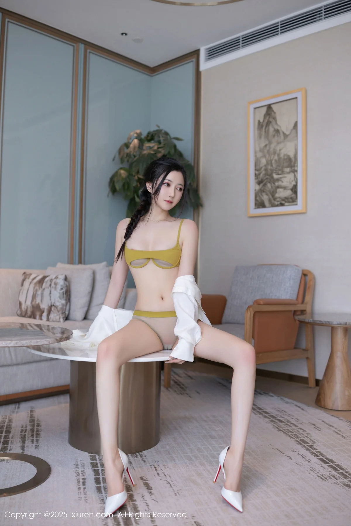 鱼子酱Fish白衬衫露性感内衣配肉丝吊袜秀曼妙身材绝美写真 第 66 张