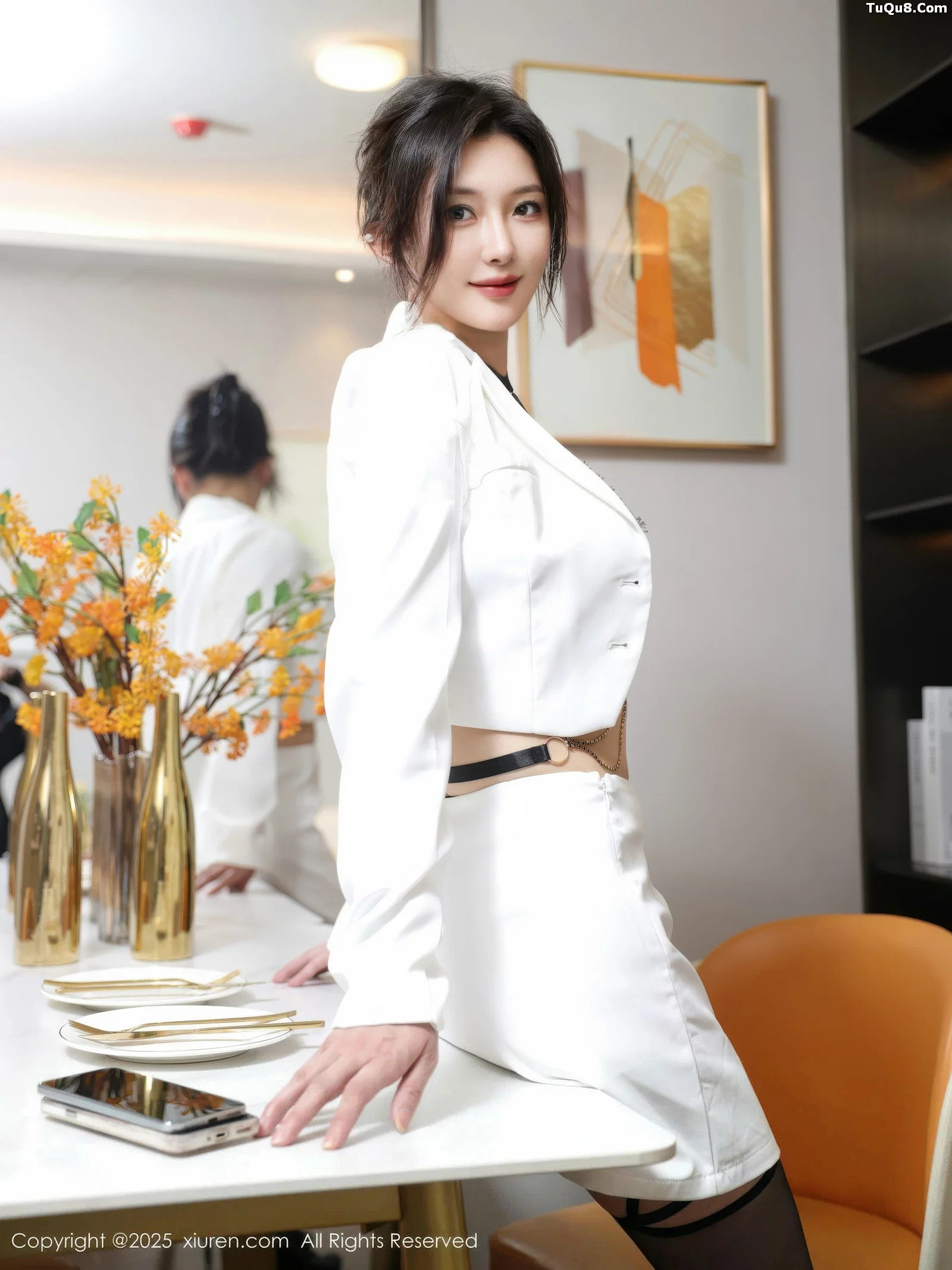 苏一诺性感白色西服露黑色内衣配黑丝袜秀曼妙身姿绝美写真 第 57 张