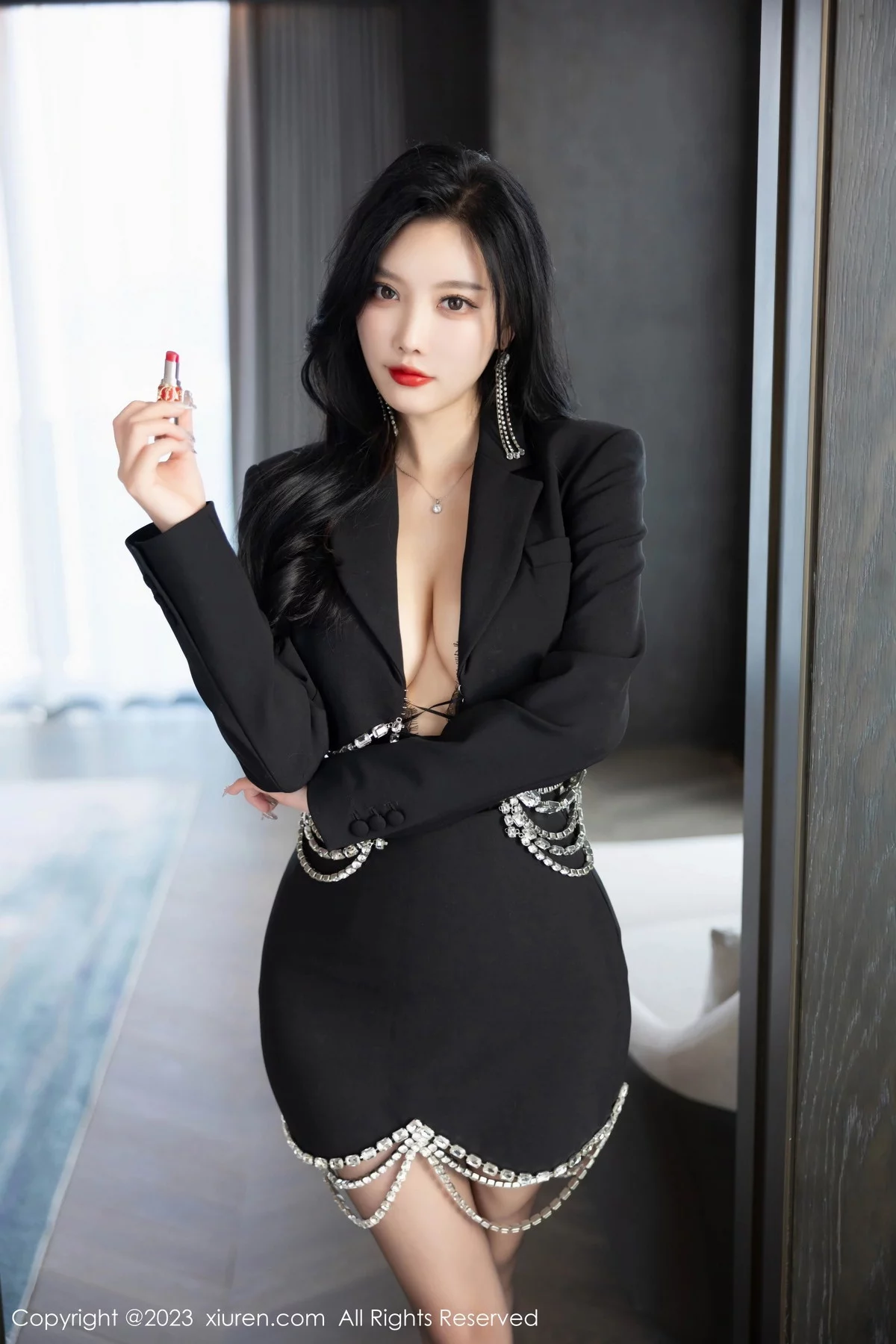 杨晨晨Yome性感黑色薄纱情趣内衣秀丰腴身材惹火绝美写真 第 4 张