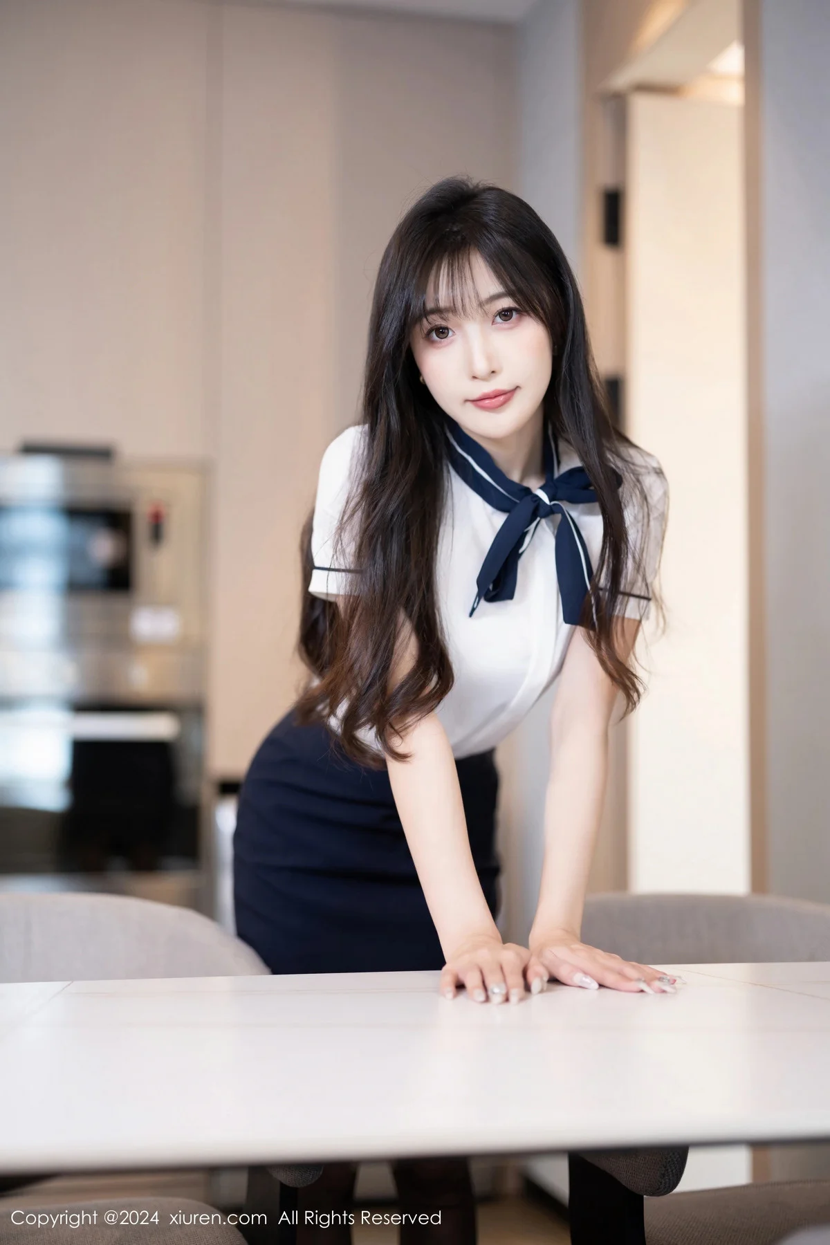林星阑性感深色制服露黑色内衣配黑丝吊袜秀曼妙身姿绝美写真 第 17 张