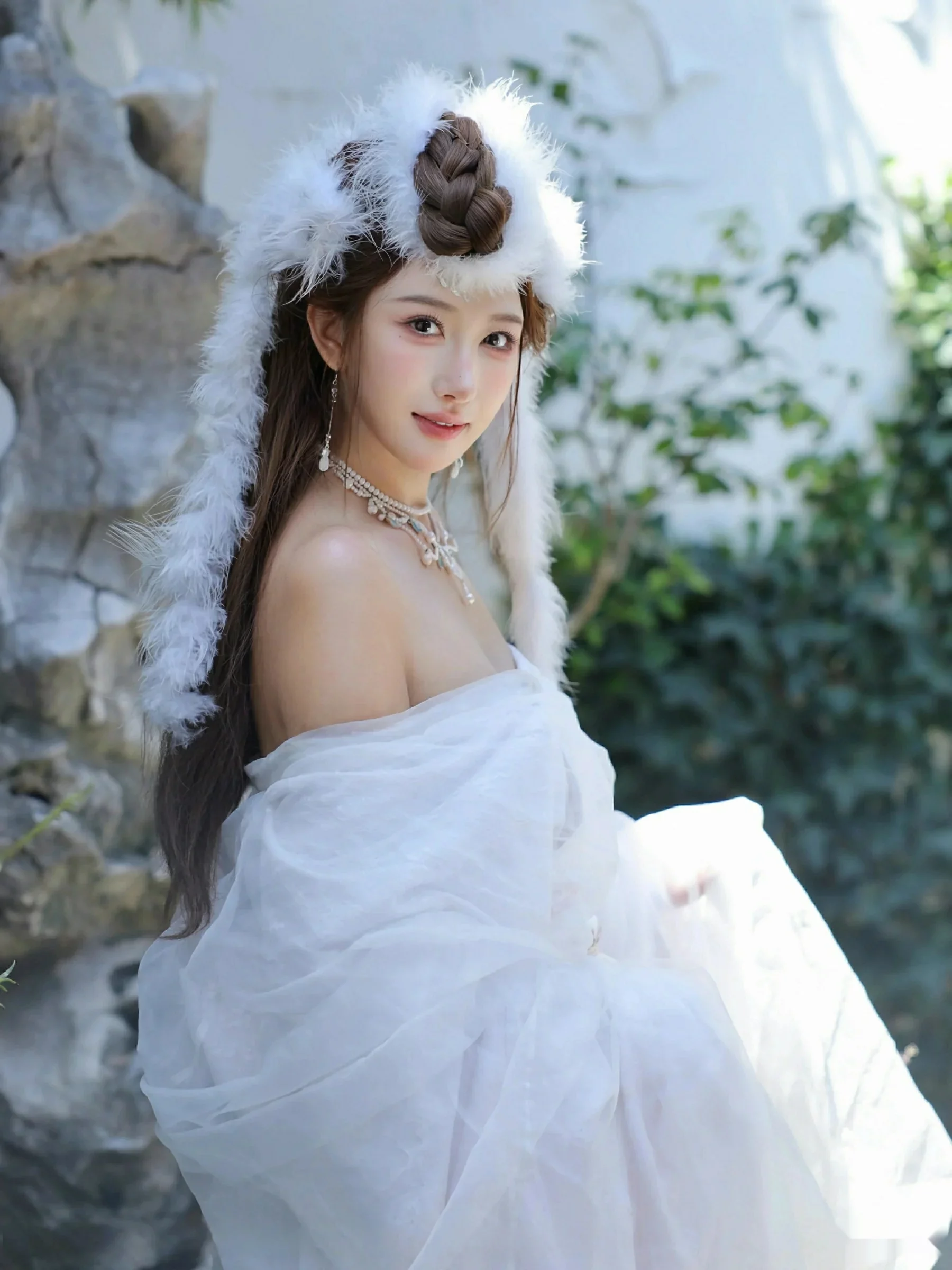 金允希Yuki性感白色锦毛鼠装扮低胸秀丰腴身材完美绝美写真 第 58 张