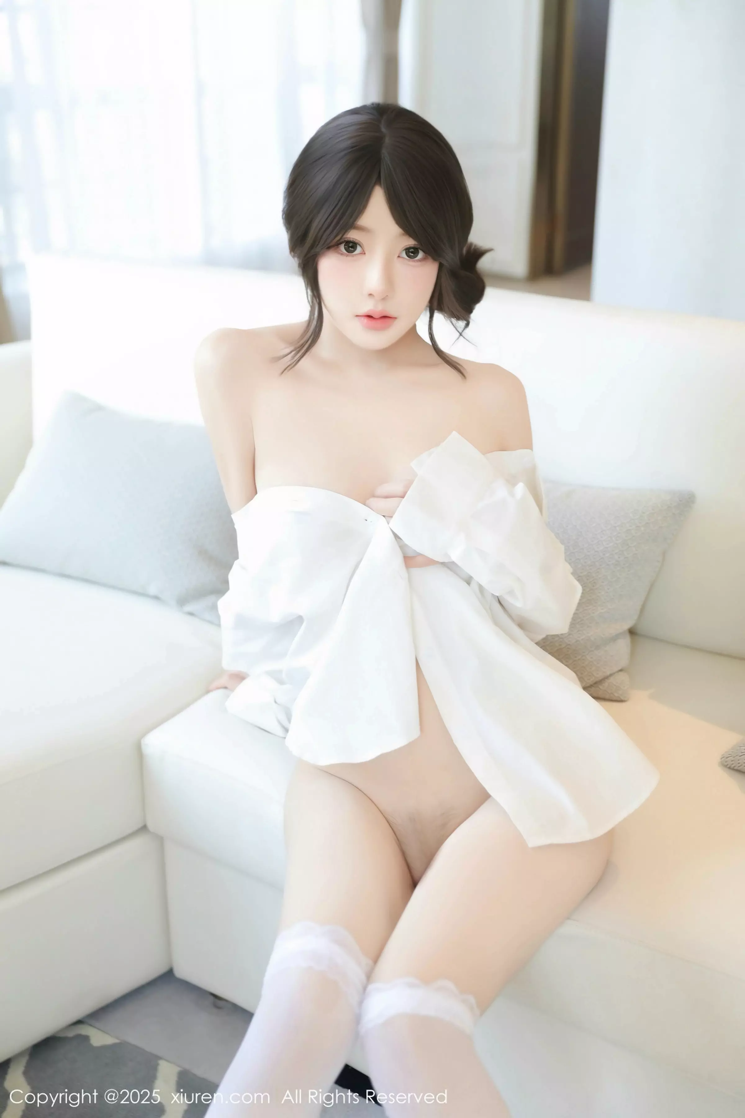 桃妖夭性感白T露白色内衣配白色丝袜秀曼妙身姿绝美写真 第 122 张