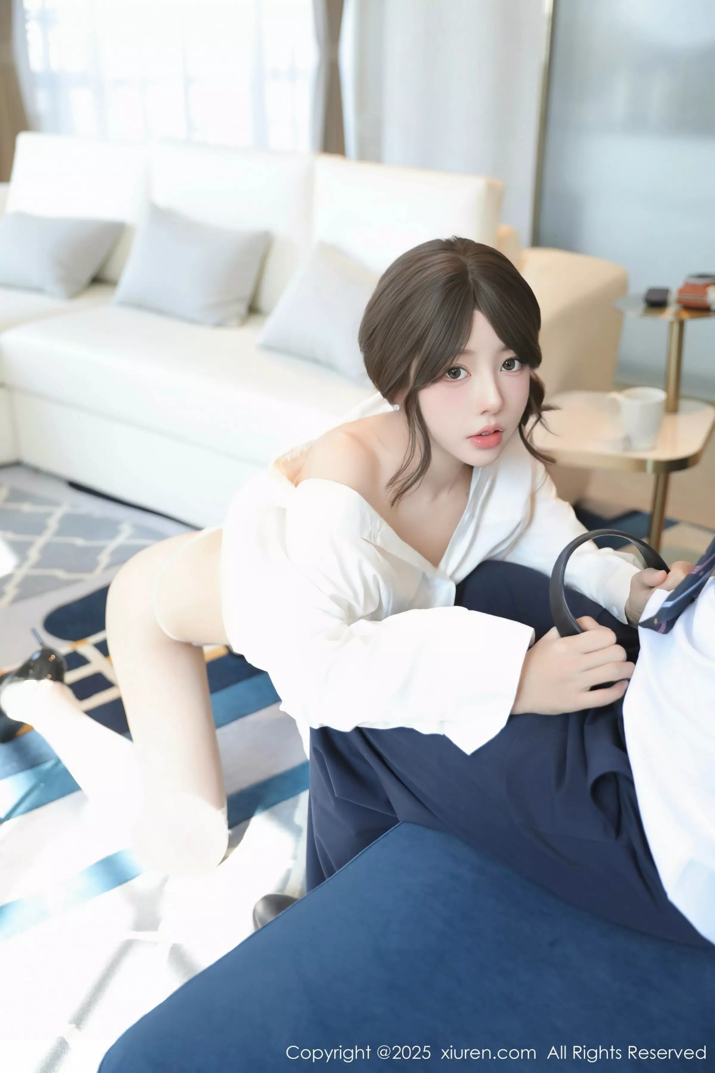 桃妖夭性感白T露白色内衣配白色丝袜秀曼妙身姿绝美写真 第 68 张