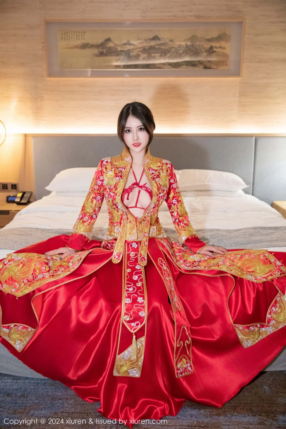 诗诗kiki性感红色新娘服饰露红色内衣秀惹火身材绝美写真 第 19 张
