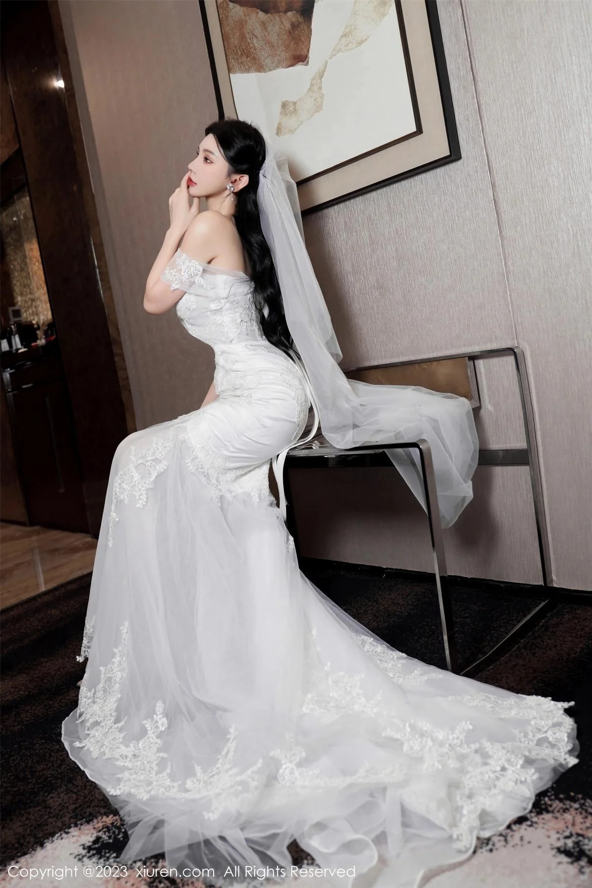 周于希Sally性感白色婚纱+白色蕾丝情趣服饰完美绝美写真 第 15 张