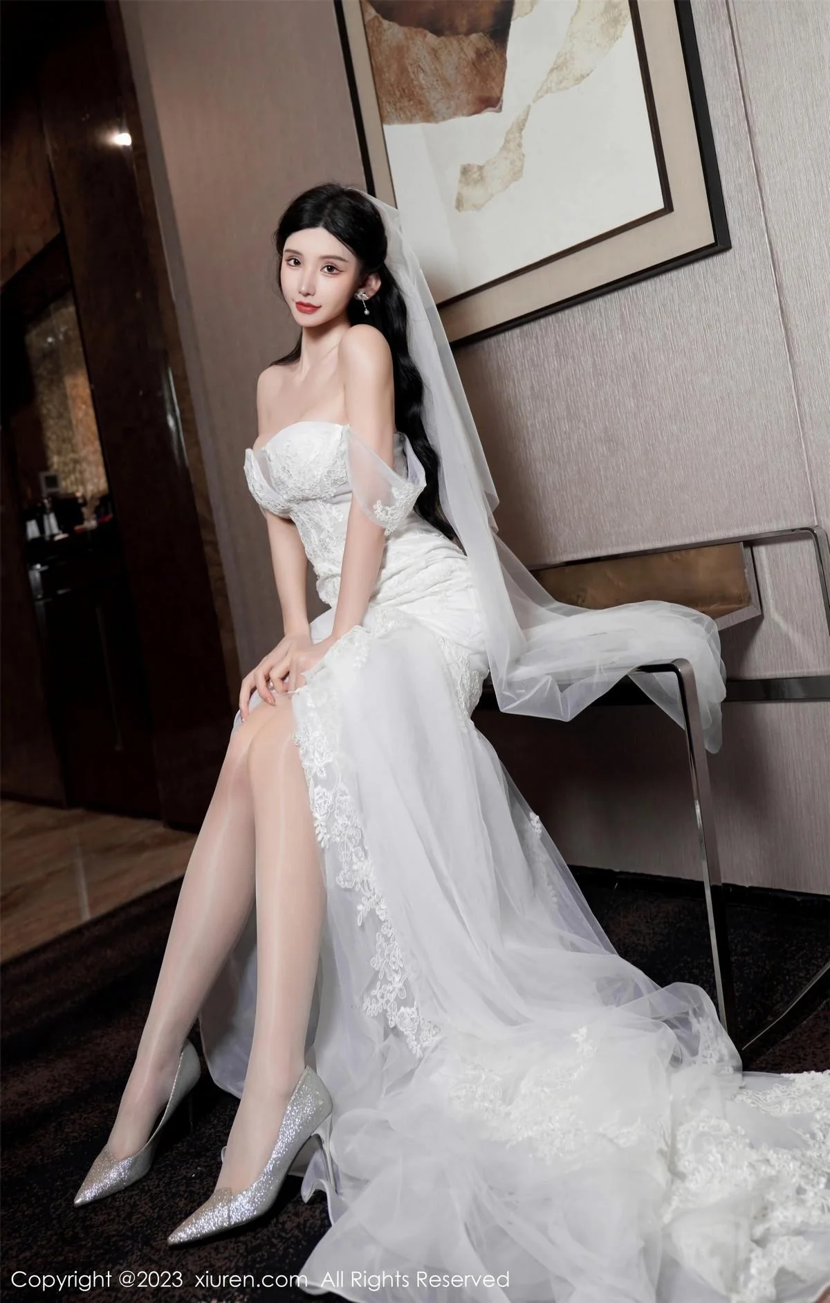 周于希Sally性感白色婚纱+白色蕾丝情趣服饰完美绝美写真 第 16 张